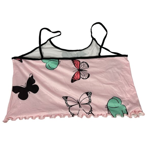 Women's Butterfly Print Pink Sleepwear Set Size Junior XXL - Picture 2 of 8